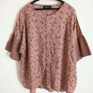 Comose Mixed-material Blouse Loose Fit Brown